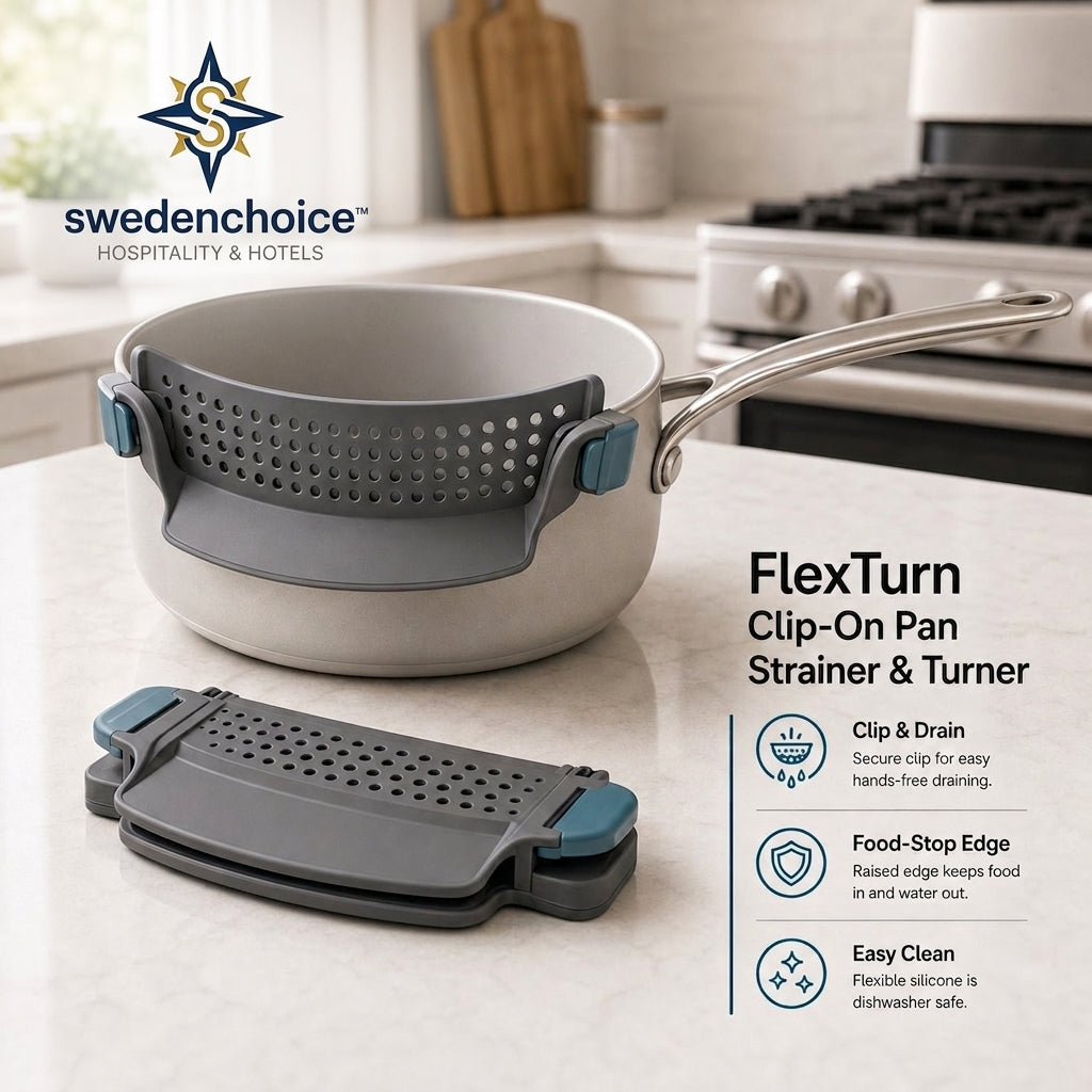 swedenchoice™ FlexTurn Clip-On Pan Strainer & Turner